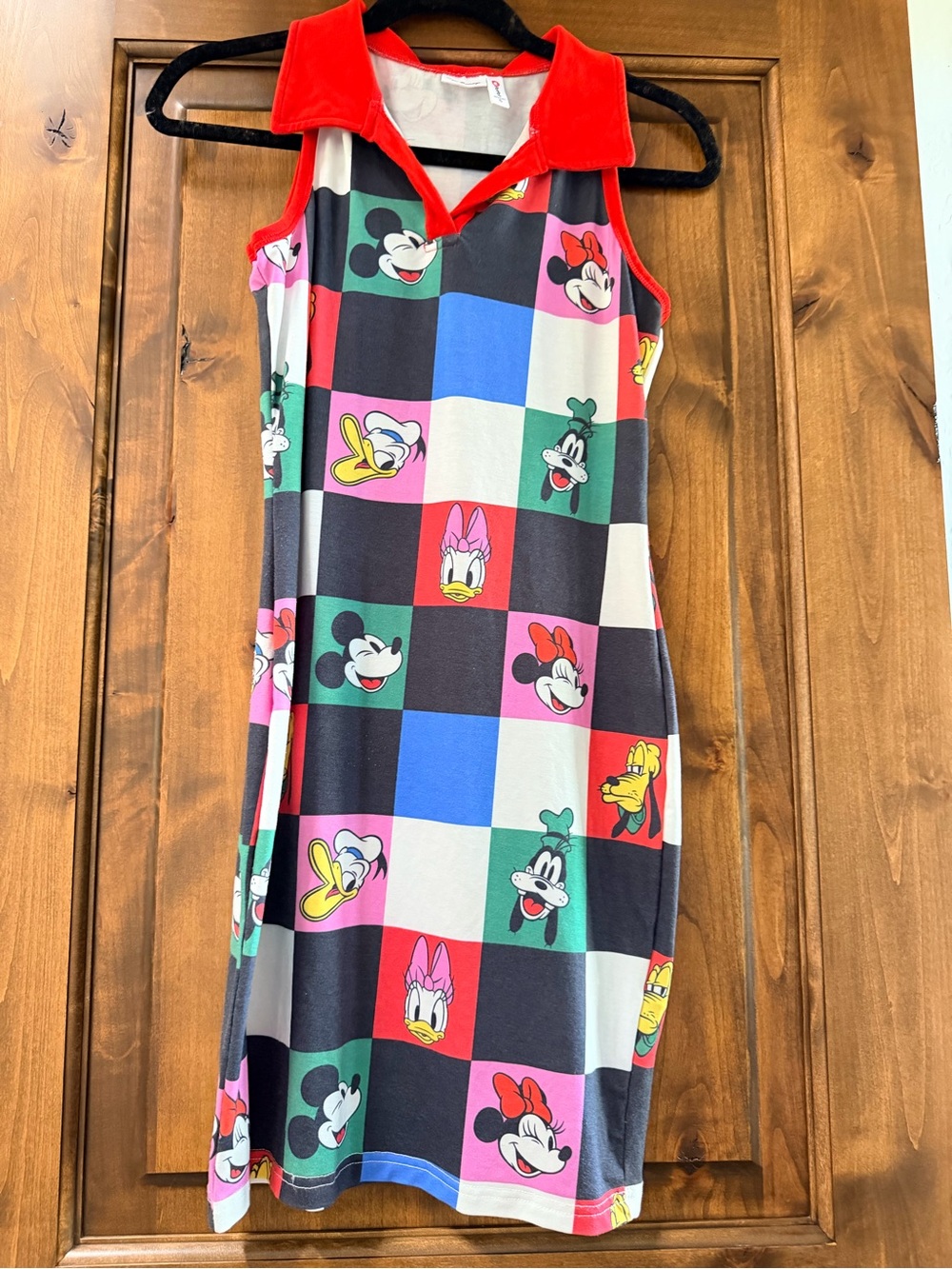 Disney Red Collar Disney Block Print Dress